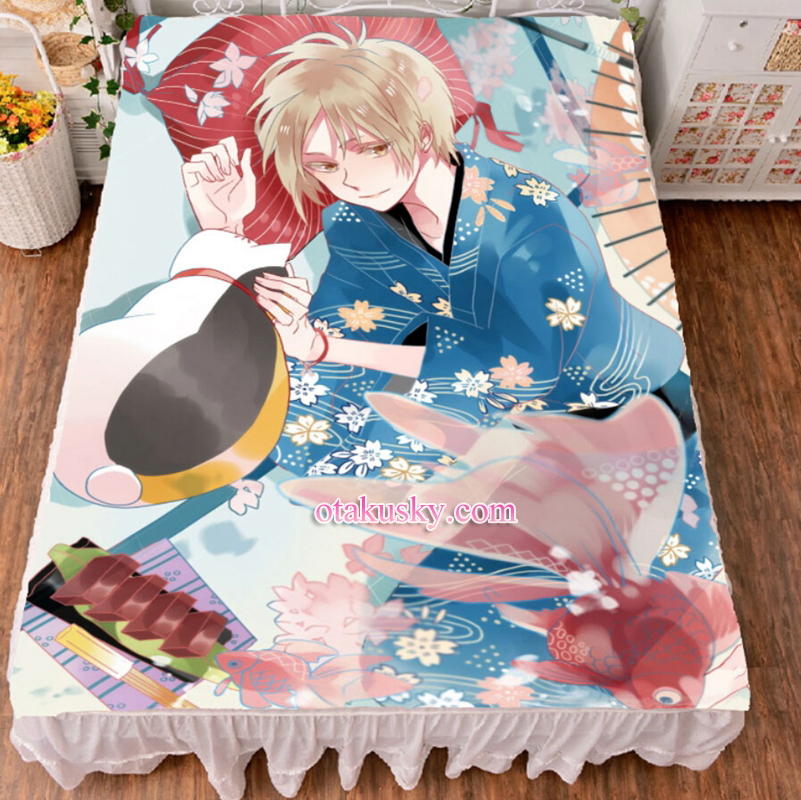 Natsume's Book of Friends Takashi Natsume Anime Bed Sheet Summer Quilt Blanket Custom 02