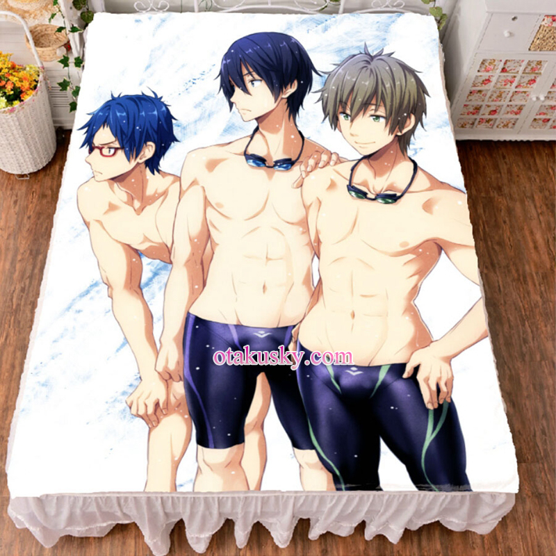 Free Haruka Nanase Makoto Tachibana Anime Bed Sheet Summer Quilt Blanket Custom 03