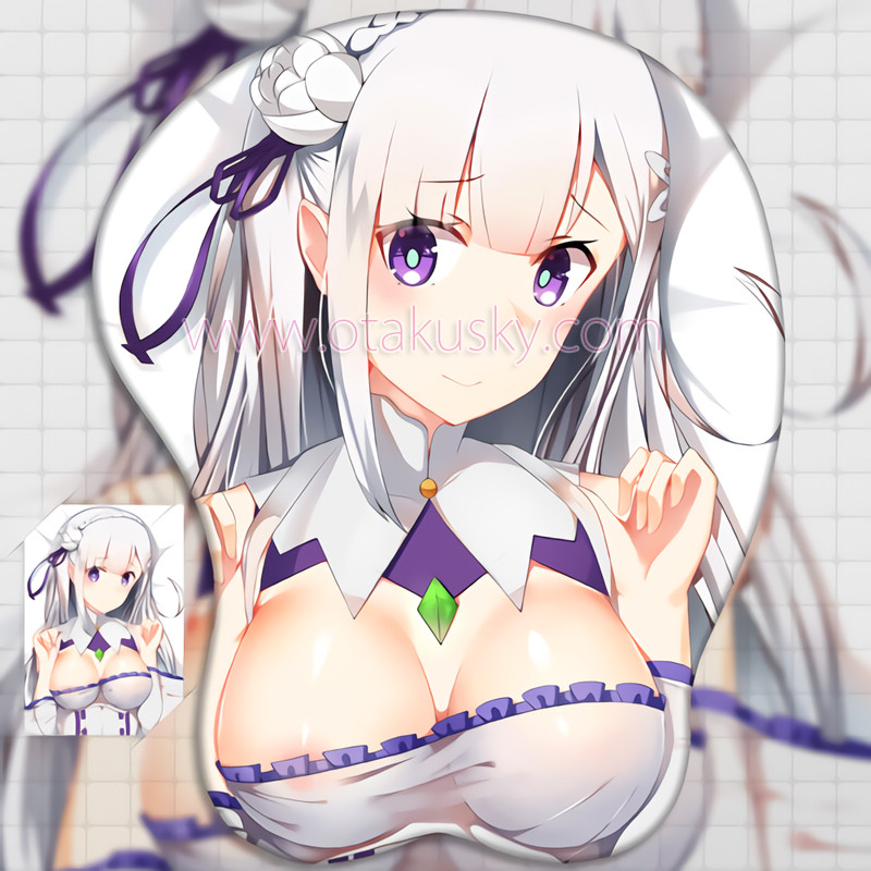 2way Re:Zero Emilia Anime 3D Mouse Pad Mat Wrist Rest